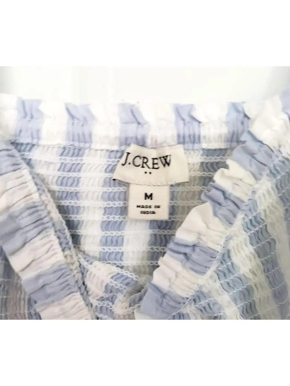 NWT J. Crew Factory tie shoulder striped smock dress Blue Sz M - Picture 3 of 7